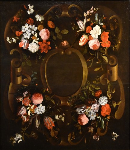 Guirlande De Fleurs Avec Cartouche, Frans Van Everbroeck (1628-1693)