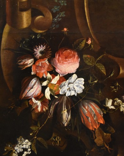 Louis XIV - Guirlande De Fleurs Avec Cartouche, Frans Van Everbroeck (1628-1693)