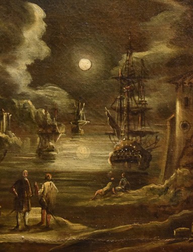 Vue du port au clair de lune, Giovanni Grevenbroeck (1650 - 1699) - Louis XIV