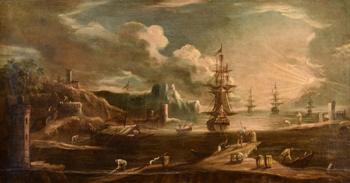 Vue du port à l'aube, Giovanni Grevenbroeck (1650 - Après 1699)