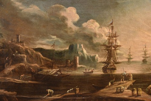 Antiquités - Vue du port à l'aube, Giovanni Grevenbroeck (1650 - Après 1699)