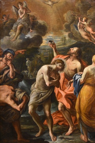 XVIIe siècle - Baptême du Christ, Atelier de Luca Giordano (Naples, 1634 - 1705)