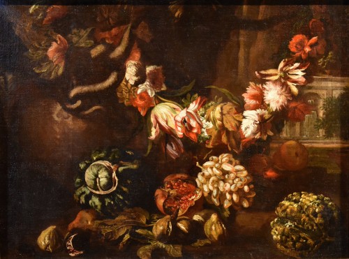 Aniello Ascione (C. 1680 - 1708), Nature Morte avec guirlande de fleurs