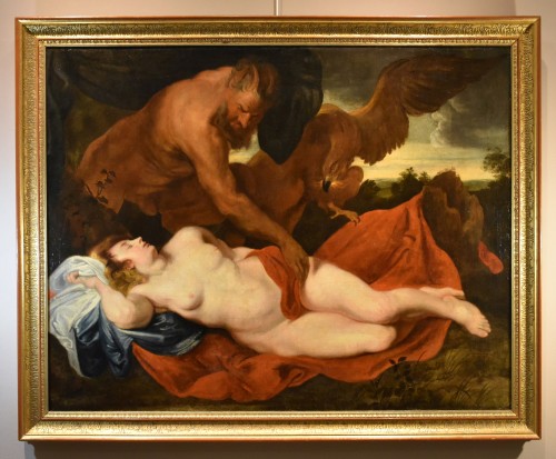 Jupiter et Antiope, artiste flamand du 17e siècle - Tableaux et dessins Style Louis XIV