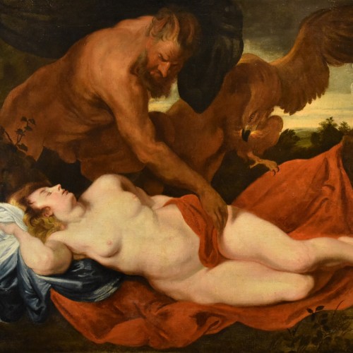 Tableaux et dessins Tableaux XVIIe siècle - Jupiter et Antiope, artiste flamand du 17e siècle