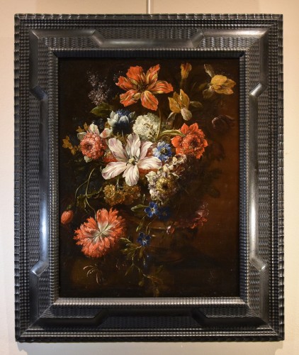 Nature morte au vase de fleurs, flandre 17e siècle - Tableaux et dessins Style Louis XIV