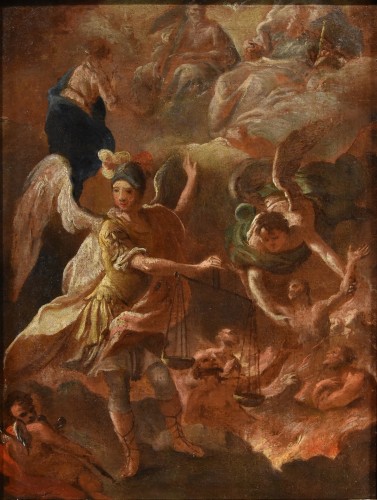 Psychostasie de l'archange Michel (esquisse préparatoire), atelier de Luca Giordano (1634 - 1705)