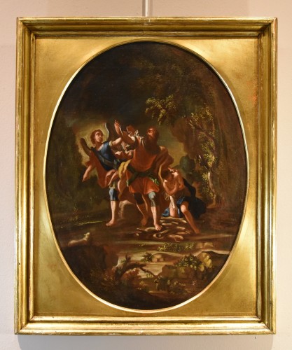 Tableaux et dessins Tableaux XVIIIe siècle - Hagar et l'ange et  le sacrifice d'Isaac, maître napolitain du XVIIIe siècle