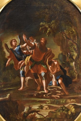 XVIIIe siècle - Hagar et l'ange et  le sacrifice d'Isaac, maître napolitain du XVIIIe siècle