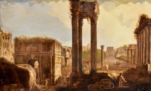 XVIIIe siècle - Paire de vues romaines avec des ruines antiques - Hubert Robert (1733 - 1808)