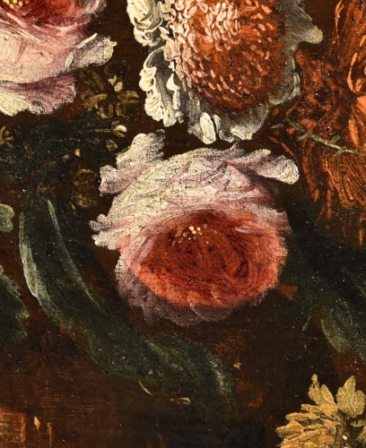 Antiquités - Andrea Scacciati (1642-1710), Composition de fleurs dans un vase en relief (1 de 3)