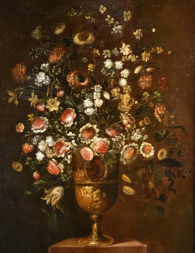 Tableaux et dessins Tableaux XVIIe siècle - Andrea Scacciati ( 1642-1710), Composition de fleurs (2/3)