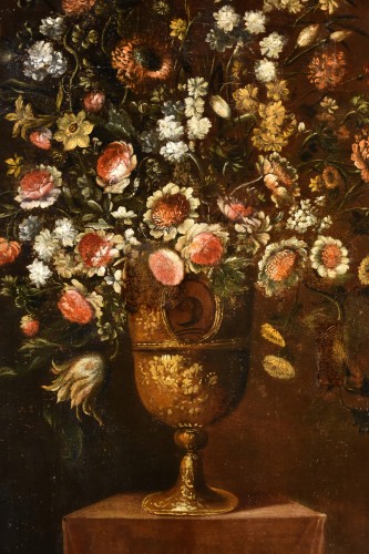 XVIIe siècle - Andrea Scacciati ( 1642-1710), Composition de fleurs (2/3)