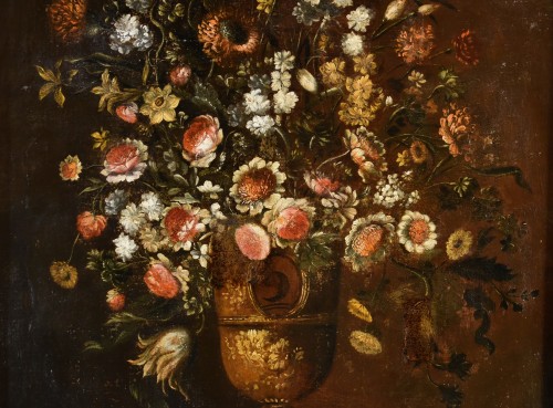 Louis XIV - Andrea Scacciati ( 1642-1710), Composition de fleurs (2/3)