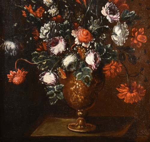 XVIIe siècle - Francesca Volò Smiller (1657 - 1700), Composition florale débordant d'un vase