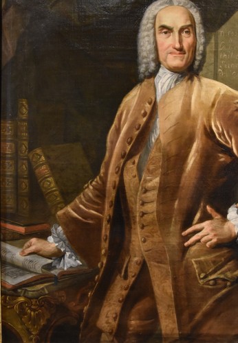 Thomas Hudson (1701 - 1799), Portrait d'un notable dans son cabinet de travail - Antichità Castelbarco