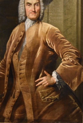 XVIIIe siècle - Thomas Hudson (1701 - 1799), Portrait d'un notable dans son cabinet de travail