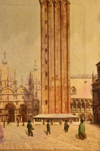 Antiquités - View Of Venice With St. Mark&#039;s Square, Vedutist Painter Of The 19th Century