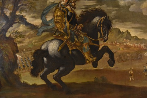 Louis XIV - Equestrian Portrait Of Pietro Strozzi , Florentine painter 17th-18th century