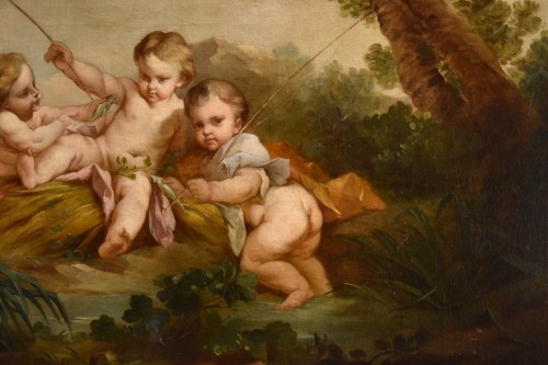 Antiquités - Putti pêcheurs (Allégorie de l'eau), école française du 18e siècle