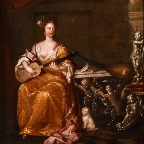 Tableaux et dessins Tableaux XVIIe siècle - Joueur de guitare, Gaspard Netscher (1639 - 1684)