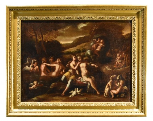 Idylle entre Vénus et Adonis, Atelier de Filippo Lauri ( 623 - 1694)