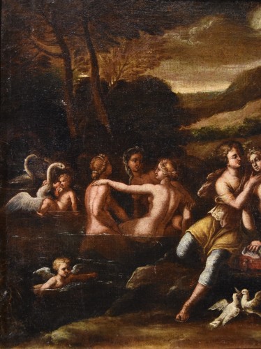 Tableaux et dessins Tableaux XVIIe siècle - Idylle entre Vénus et Adonis, Atelier de Filippo Lauri ( 623 - 1694)