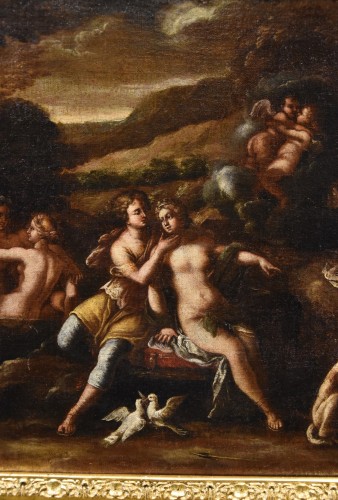 Antiquités - Idylle entre Vénus et Adonis, Atelier de Filippo Lauri ( 623 - 1694)