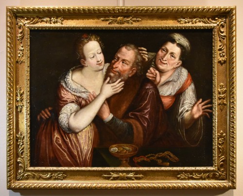 The Mismatched Couple, 17th Century Flemish School - Paintings & Drawings Style Louis XIII