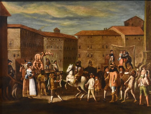 Scène de carnaval à Rome au XVIIe siècle, atelier de  Michelangelo Cerquozzi