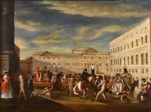 Carnival In Rome In Piazza Colonna, Roman School Of Bamboccianti