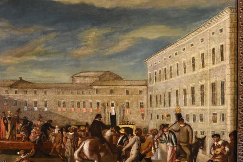 Carnaval à Rome sur la Piazza Colonna, école Romaine des Bamboccianti (XVIIe Siècle) - Louis XIII