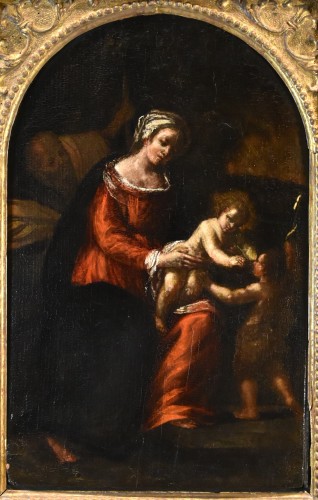 Holy Family With The Infant St John, Italy 17th century - Paintings & Drawings Style Louis XIII