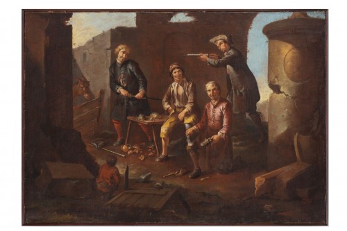 Scène avec des roturiers - Giacomo Francesco Cipper dit Todeschini (1664 – 1736)
