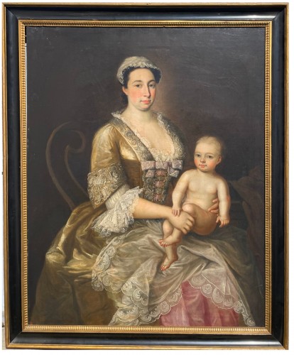 École italienne du XVIIIe siècle Portrait d'une dame à l'enfant