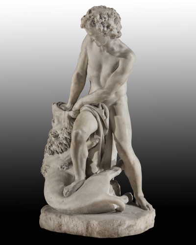 Sculpture  - Carlo Romano (1810 -1883) -Samson  mauling the lion