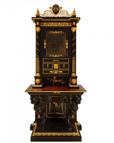 Mauro Mosini 1881, Two-body cabinet in ebonized wood 