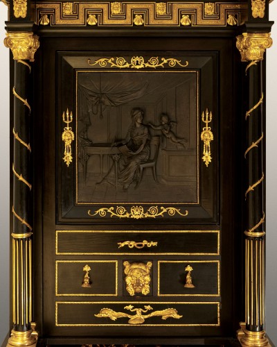 Furniture  - Mauro Mosini 1881, Two-body cabinet in ebonized wood 