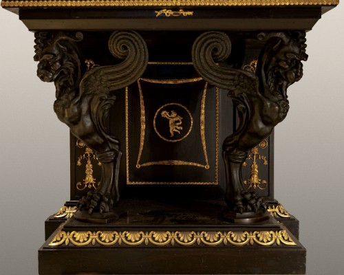 Mauro Mosini 1881, Two-body cabinet in ebonized wood  - 