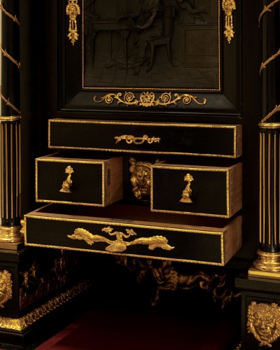  - Mauro Mosini 1881, Two-body cabinet in ebonized wood 