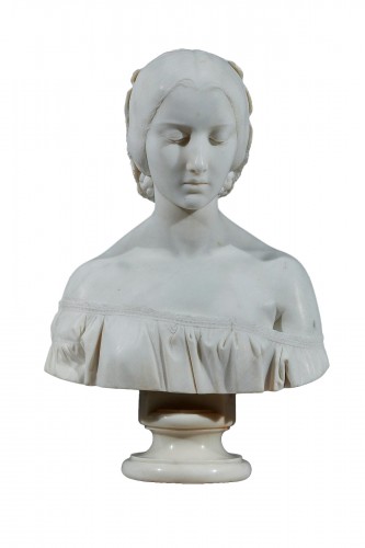 Antonio Tantardini (1829 - 1879) Bust of a young woman