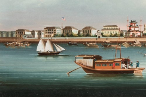 Chinese school of the 19th century, &quot;View of Shanghai&quot; - Paintings & Drawings Style 