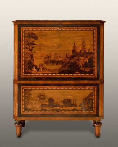 Mobilier Bureau et Secrétaire - Giovanni Maffezzoli (1776 - 1818), important secrétaire marqueté de différents bois