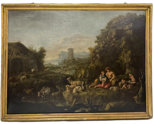 Landscape with herds and a shephers - Giuseppe Tassoni (1653 -1737)