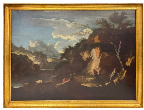 Bartolomeo Torreggiani (1590-1674)  - Rocky landscape with figures