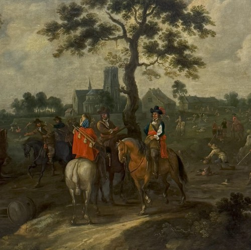 Tableaux et dessins Tableaux XVIIIe siècle - Ecole flamande du XVIIIe siècle, Le pillage d'un village 