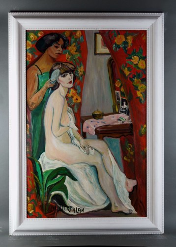 Albert Bertalan (1899-1957) "Nu dans un intérieur rouge" - Art Déco