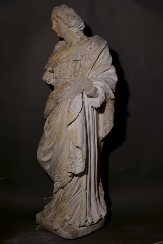 17th Imposing Baroque Sculpture In Burgundy Stone - Louis XIV