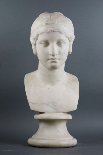 Cincinnato Baruzzi (1796-1878) - Sapho, Buste en Marbre - Sculpture Style Louis-Philippe