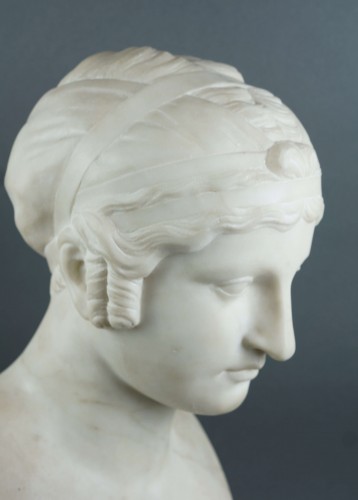 Sculpture Sculpture en Marbre - Cincinnato Baruzzi (1796-1878) - Sapho, Buste en Marbre
